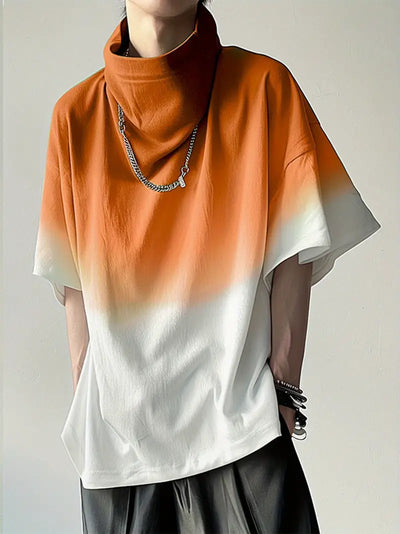 Darius - Lässiges T-Shirt mit Wasserfallausschnitt und Farbverlauf für Herren