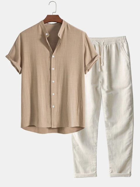 Roman - Zweiteiliges Herren-Set aus Kurzarmhemd und langer Hose