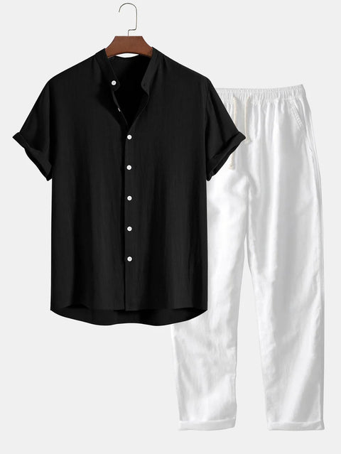 Roman - Zweiteiliges Herren-Set aus Kurzarmhemd und langer Hose