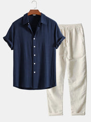 Roman - Zweiteiliges Herren-Set aus Kurzarmhemd und langer Hose