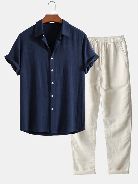 Roman - Zweiteiliges Herren-Set aus Kurzarmhemd und langer Hose