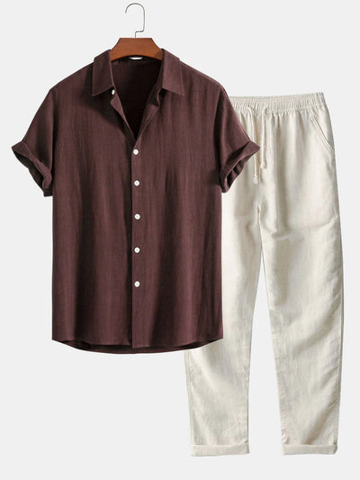 Roman - Zweiteiliges Herren-Set aus Kurzarmhemd und langer Hose