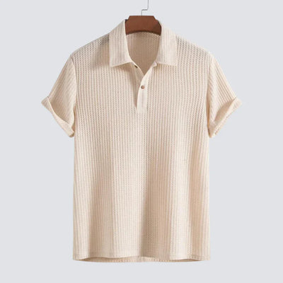 John - Gestricktes strukturiertes Kurzarm-Poloshirt