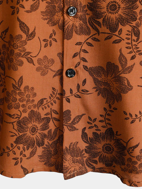 Ethan - Retro-Blumenmuster mit kurzen Ärmeln