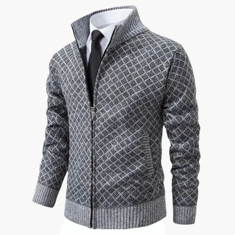 Pascal - Slim Fit-Jacke mit Reißverschluss und Rautenmuster für Herren