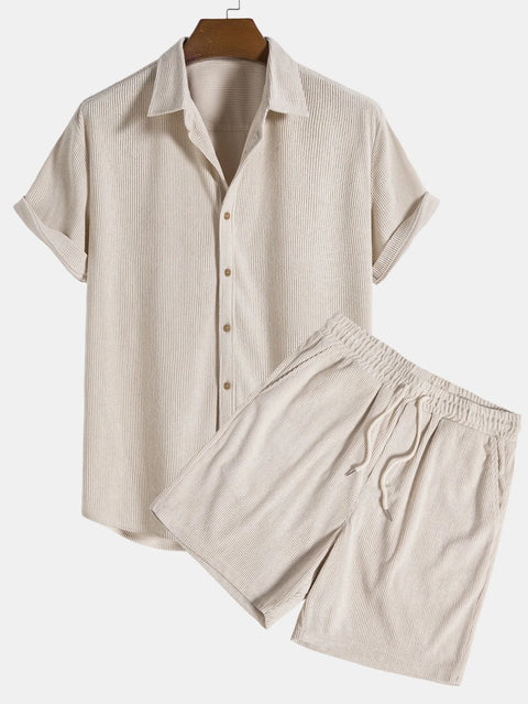 Murphy - Cord-Shorts und Hemd-Set für Herren