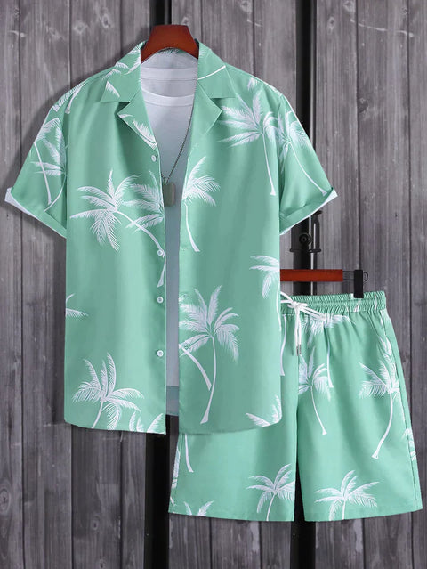 Alvin - Kokosnussbäume Allover-Druck Sommer-Outfit-Set für Männer