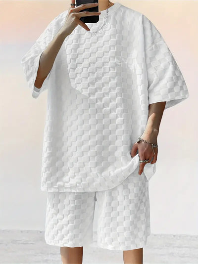 Theron -  Lässiges 2-teiliges T-Shirt-Shorts-Set mit O-Ausschnitt