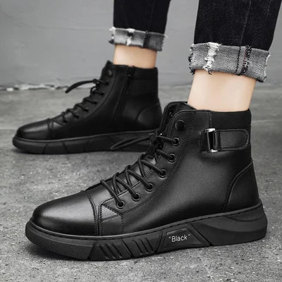 Hardy - Schwarzer lässiger vielseitiger Echtleder-Stiefel