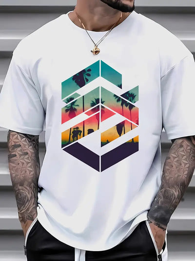 Raphael - Bedrucktes kurzärmliges Sommer-T-Shirt für Herren