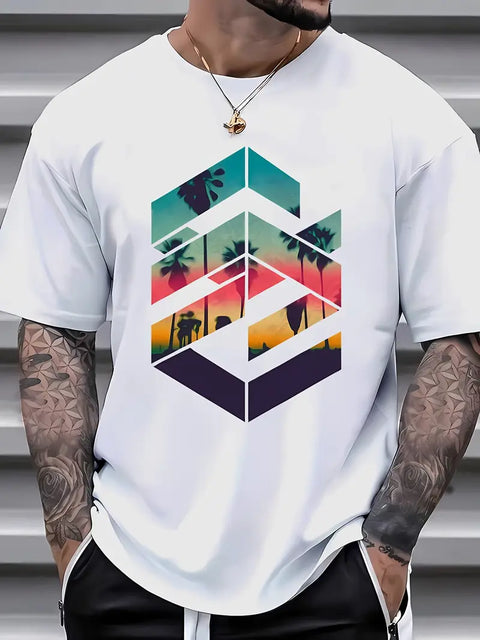 Raphael - Bedrucktes kurzärmliges Sommer-T-Shirt für Herren