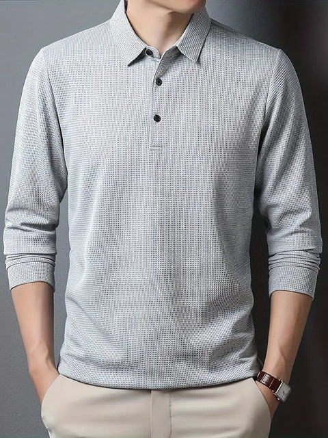 Timothy - Stilvolles, gestricktes Langarm-Poloshirt für Herren
