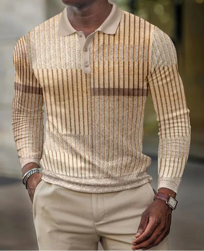 Adrian - Lässiges Herren-Langarm-Poloshirt im Vintage-Look