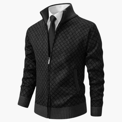 Pascal - Slim Fit-Jacke mit Reißverschluss und Rautenmuster für Herren