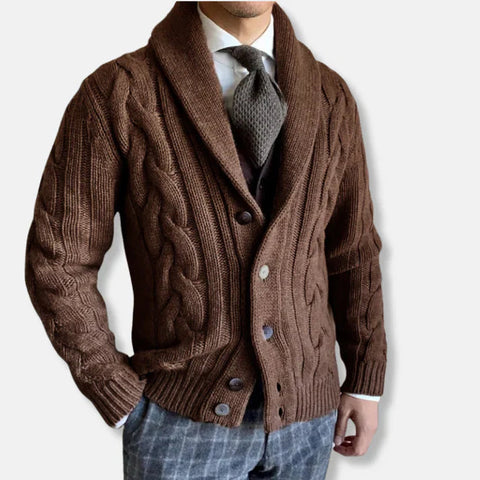 Nelson - Elegante Strickjacke mit Kabelmuster und Schalkragen für Herren