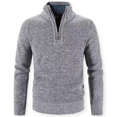 Trevor - Lässiger Strickpullover mit Viertelreißverschluss und Rollkragen für Herren