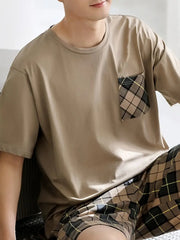 Severin - Pyjama-Set für Herren mit kurzärmeligen und karierten Shorts