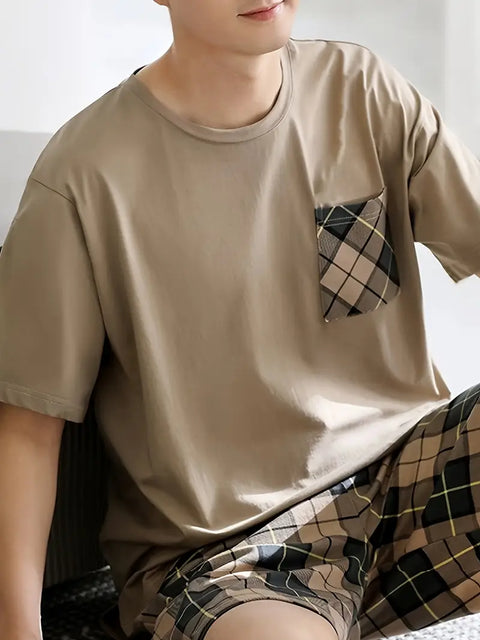 Severin - Pyjama-Set für Herren mit kurzärmeligen und karierten Shorts