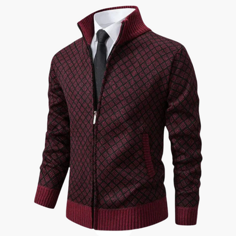 Pascal - Slim Fit-Jacke mit Reißverschluss und Rautenmuster für Herren