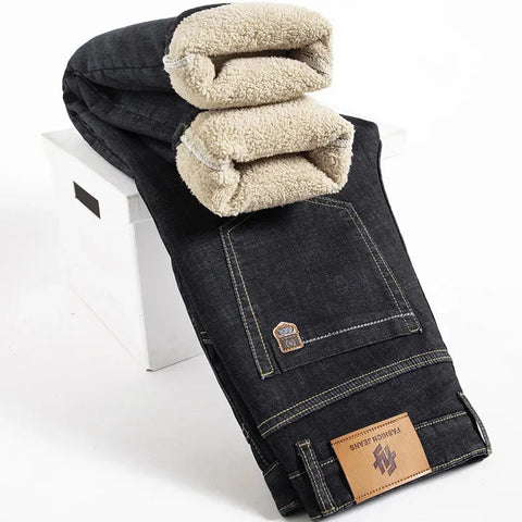 Bernard - Gerade geschnittene Winterhose aus Lammfell-Denim