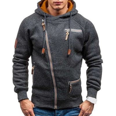 Kian - Stilvolle Jacke mit schrägem Reißverschluss und Kapuze