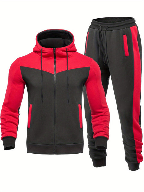 Aldrich - Stilvolles Trainingsanzug-Set mit Kapuzenjacke und Hose mit Reißverschluss für Herren