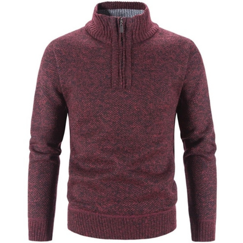Trevor - Lässiger Strickpullover mit Viertelreißverschluss und Rollkragen für Herren