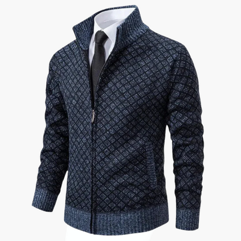 Pascal - Slim Fit-Jacke mit Reißverschluss und Rautenmuster für Herren