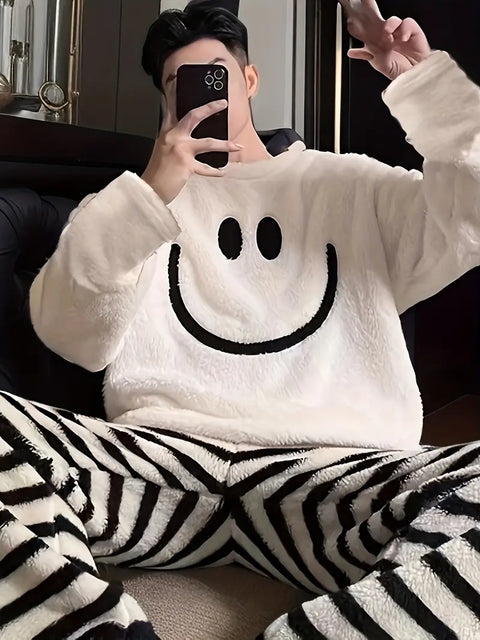 Jasper - Lässiges Pyjama-Set für Herren mit Cartoon-Stickerei