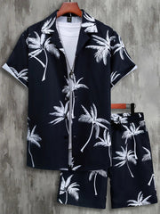 Alvin - Kokosnussbäume Allover-Druck Sommer-Outfit-Set für Männer