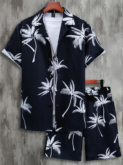 Alvin - Kokosnussbäume Allover-Druck Sommer-Outfit-Set für Männer
