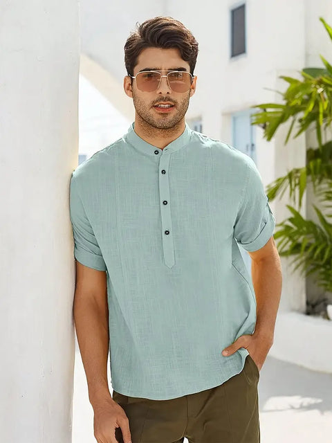 Rubin - Lässiges bequemes Kurzarmhemd aus Baumwolle