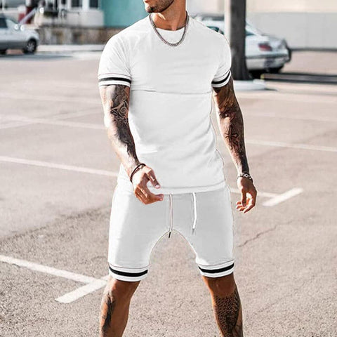 Javier - Lässiges, schmal geschnittenes Set aus T-Shirt und Shorts für Herren