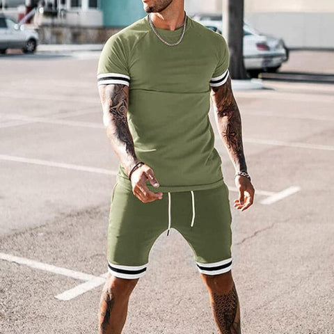 Javier - Lässiges, schmal geschnittenes Set aus T-Shirt und Shorts für Herren