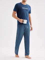 Zander - Set aus kurzärmligem Hemd und gestreifter Hose für Herren