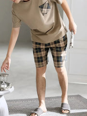 Severin - Pyjama-Set für Herren mit kurzärmeligen und karierten Shorts