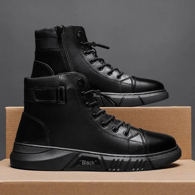 Hardy - Schwarzer lässiger vielseitiger Echtleder-Stiefel