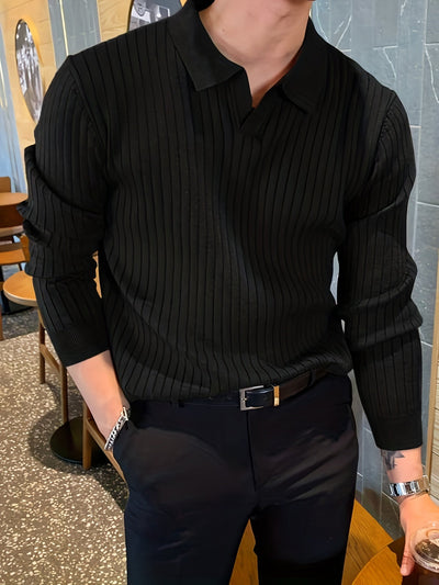 Emil - Elegantes Langarm-Poloshirt aus Strick