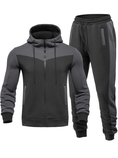 Aldrich - Stilvolles Trainingsanzug-Set mit Kapuzenjacke und Hose mit Reißverschluss für Herren