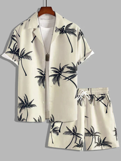 Alvin - Kokosnussbäume Allover-Druck Sommer-Outfit-Set für Männer