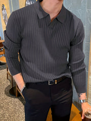 Emil - Elegantes Langarm-Poloshirt aus Strick