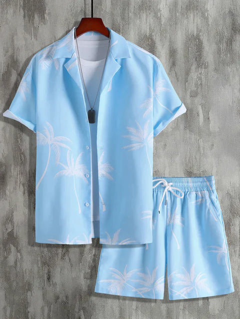 Alvin - Kokosnussbäume Allover-Druck Sommer-Outfit-Set für Männer