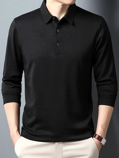 Timothy - Stilvolles, gestricktes Langarm-Poloshirt für Herren