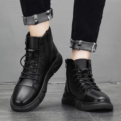 Hardy - Schwarzer lässiger vielseitiger Echtleder-Stiefel