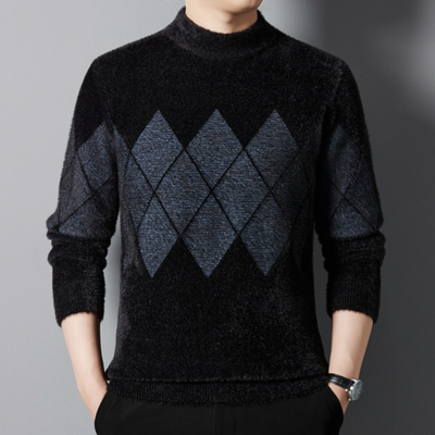 Ricardo - Stilvoller, warmer und weicher Strickpullover mit Stehkragen für Herren