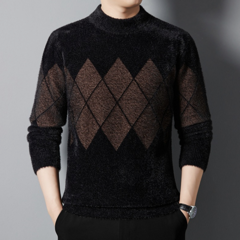 Ricardo - Stilvoller, warmer und weicher Strickpullover mit Stehkragen für Herren