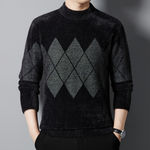 Ricardo - Stilvoller, warmer und weicher Strickpullover mit Stehkragen für Herren