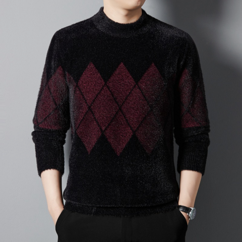 Ricardo - Stilvoller, warmer und weicher Strickpullover mit Stehkragen für Herren