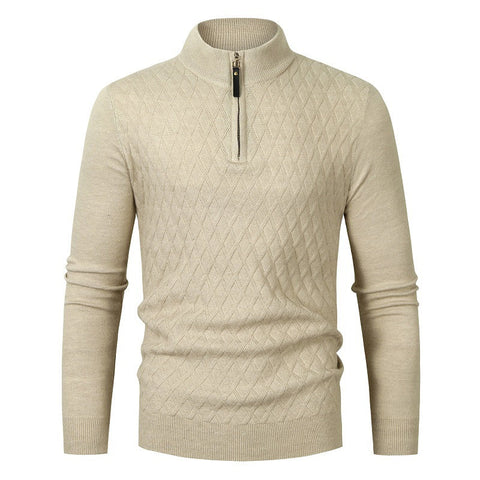 Silvio - Stilvoller, warmer Strickpullover mit Viertelreißverschluss für Herren