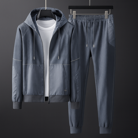 Rodrigo - Stilvolles Set aus Kapuzenjacke und Hose mit Mesh-Reißverschluss für Herren